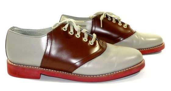 beige and brown saddle shoes